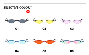 Small-Frame Leaf-Shaped Arrival Distinctive Beveled-Edge Rimless Trendy European & American Style Dance Party <b>Sunglasses</b> - Product Image 6