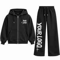 Ensemble de survêtement streetwear en coton de haute qualité avec fermeture éclair surdimensionnée, sweat-shirts et pantalons de survêtement personnalisés pour hommes, ensemble de survêtement d'hiver