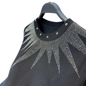 Nouveau T-shirt de luxe pour homme, orné de strass effet soleil, noir, brillant, à manches courtes, style streetwear, idéal pour les soirées - Product Image 2
