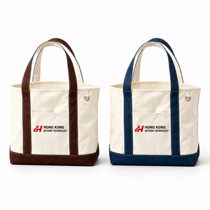 Custom Embroidered Recyclable Heavy Duty Cotton Canvas <b>Tote</b> <b>Bag</b> Wholesale Bulk OEM Grocery Shopping <b>Bag</b> with Outside Pocket - Product Image 3