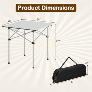 Tavolo da Campeggio Pieghevole in Alluminio da 28 Pollici, Capacità 150 Libbre, Tavolo da Picnic Portatile con Borsa per il Trasporto per Uso Esterno - Product Image 4