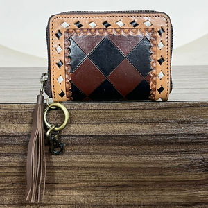 Nuevo llavero de monedero con cremallera de cuero a cuadros pequeño de lujo para mujer, monedero pequeño para mujer, tarjetero, billetera para mujer - Product Image 4