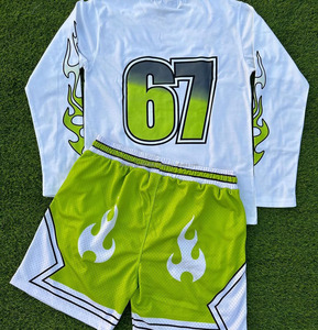 2025 nueva llegada personalizada ropa de calle informal para hombres camiseta multicolor conjunto pantalones cortos al por mayor verano 2 piezas pantalones cortos de chándal - Product Image 5