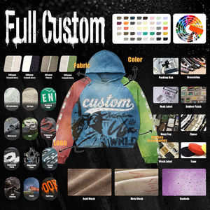 Sudadera con Capucha Extra Grande para Hombre, Estilo Vintage Deslavado, con Gráficos Personalizados DTG, Parches de Pedrería y Diseño Pullover - Product Image 6