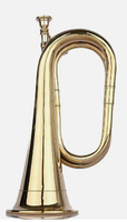 Brass Cavalry Bugle Military Style Polished Finish Handmade Musical Instrument with Mouthpiece for Back to School Beginners
