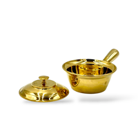 Pot en laiton véritable de 9 pouces, fabriqué à la main, avec poignée en laiton massif, fabrication thaïlandaise, 2,76 kg, léger, pour servir des soupes chaudes