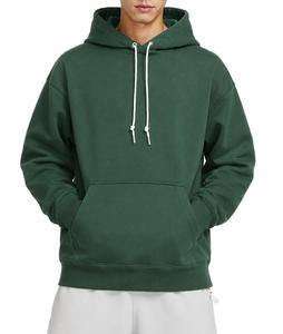 Sweat-shirt à capuche éco-responsable pour homme, coupe classique, couleur unie, poche, molleton tricoté 300g, 100% coton, décontracté, blanc, automne - Product Image 1