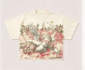 Camiseta Vintage con Logotipo Frontal, Oversize, Ecológica, Transpirable, Estilo Retro Urbano, con Letras y Diseños Góticos, Manga Corta - Product Image 3
