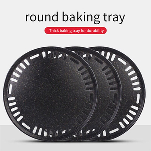 29.5cm 33cm Non Stick Round <b>BBQ</b> Grill Plate Korean Style Grill Pan Easy Clean Cooking Griddle for Charcoal - Product Image 4