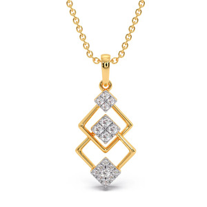 Collar con Colgante de Diamantes en Forma de Rombo Geométrico Calado y en Capas - Product Image 3