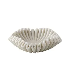 Decorative Marble Bowl, Fruit bowl, Hand carved Ruffle Bowl For Home Decor Gifting in Christmas Diwali Eid Thanksgiving New Year