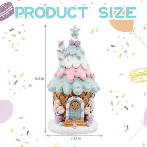 Décorations de maison en résine rose pastel en forme de maison en pain d'épices pour arbre de Noël intérieur - Product Image 2