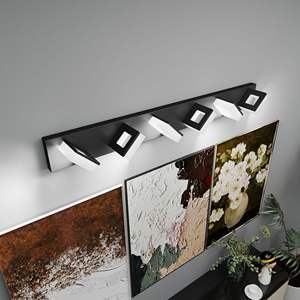Modern 6-<b>Light</b> 39-Inch <b>LED</b> Black-Iron Matte Black Bathroom Vanity <b>Light</b> Fixtures Wall Lighting Cool <b>White</b> D0100XFA7ZY - Product Image 2