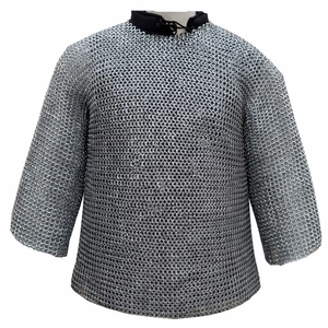 เสื้อเกราะเหล็กยุคกลาง แบบวงแหวนต่อกัน ทำจากเหล็กอ่อน ชุดเกราะไวกิ้ง อัศวิน ฮอบเบิร์ก สำหรับการแสดงบทบาทสมมติ ทำด้วยมือ ชุดคลุมโลหะสำหรับฮาโลวีน - Product Image 1