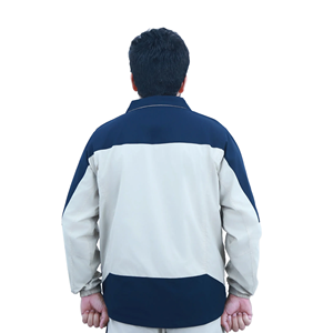 Ensemble de survêtement sportif bleu marine et blanc pour homme, fermeture éclair intégrale, respirant, en polyester et coton, coupe classique, poches latérales, idéal pour le printemps - Product Image 6