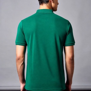 เสื้อโปโลผู้ชายแขนสั้นสีเขียว ผ้าถัก สีพื้น สไตล์ลำลอง ทรงปกติ ดีไซน์กระดุม เหมาะสำหรับเล่นกีฬา สำนักงาน - Product Image 2
