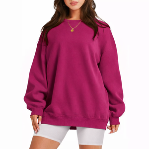 Sweat-shirt oversize pour femme, tendance, col rond, en polaire, chaud, élégant, décontracté, streetwear, tenue quotidienne - Product Image 1