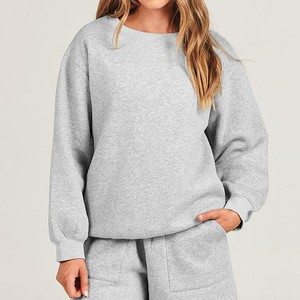 Sudaderas deportivas personalizadas al por mayor para mujer, de manga larga, cuello redondo, color liso, transpirables, de algodón, de primera calidad. - Product Image 1