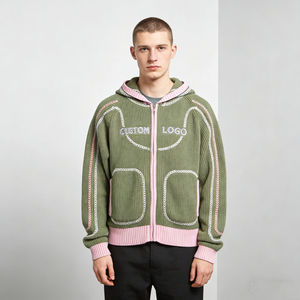 Sudadera con Capucha para Hombre, Moderna, 100% Algodón, Forro Polar de Invierno, Logotipo Personalizado Bordado, Ribete Trenzado, Bolsillo Extra Grande, Ecológica, Estilo Vintage - Product Image 2