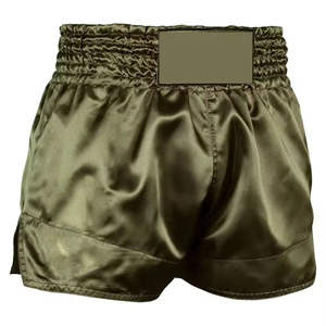 Shorts de Muay Thai al por Mayor, Color Negro y Verde, con Banda Elástica Lateral, Lavables, para Deportes de Artes Marciales, Kick Boxing, Muay Thai - Product Image 3