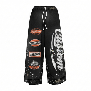 Ensemble sweat à capuche et pantalon de survêtement pour homme, coupe ample, avec broderie personnalisée effet vieilli, motif graphique en strass et délavage acide - Product Image 3