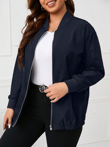 <b>Women</b> Hooded Bomber <b>Jacket</b> <b>Lightweight</b> Zip Up Casual Outerwear With Adjustable Hood Ribbed Hem And Side Pockets For Daily - Product Image 5
