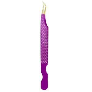 Pinzas Quirúrgicas de Precisión Morje de Acero Inoxidable para Pestañas, 10 mm, Patrón de Diamante Morado, Punta Lisa - Product Image 5