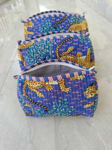Premium Cotton Quilted Toiletry Bag Set of 3 Cosmetic <b>Organizer</b> Travel <b>Makeup</b> Bag Water Resistant Travel <b>Case</b> for Women Bulk - Product Image 3