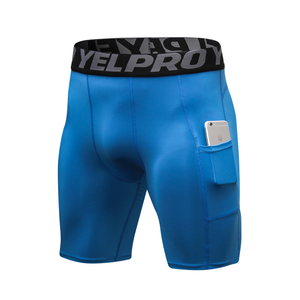 Shorts de compression rouges pour hommes avec poche latérale, séchage rapide, coupe sportive, taille élastique, longueur mi-cuisse, en Spandex et Polyester - Product Image 4