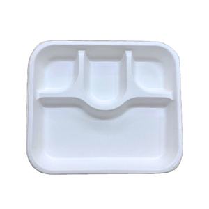 Barquette repas jetable à 4 compartiments en bagasse, vaisselle compostable en canne à sucre pour le déjeuner, le dîner, la restauration et les services de traiteur - Product Image 2