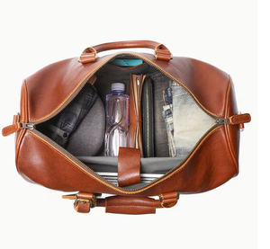 Leather Duffel <b>Bag</b> Vintage Travel Gym Weekender Overnight <b>Bag</b> Large Capacity Zipper Shoulder Handbag Brown 44cm x 23cm x 27.5cm - Product Image 4
