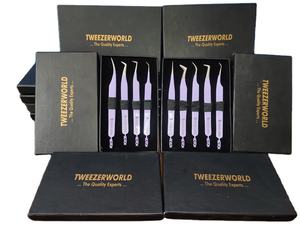 Las mejores pinzas rectas curvadas de oro púrpura de 45 90 grados Pinzas de pestañas de volumen personalizado de alta calidad - Product Image 1