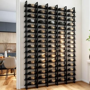 ชั้นวางไวน์ติดผนังแบบโมเดิร์นสีดำ  รักษ์โลก  จุได้ 15 ขวด ขายส่งอินเดีย - Product Image 3