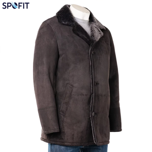 <b>Men's</b> Sherpa Lined Winter Jacket Faux Leather Regular Fit Button Front Collar <b>Coat</b> for Outdoor Wear - Product Image 1