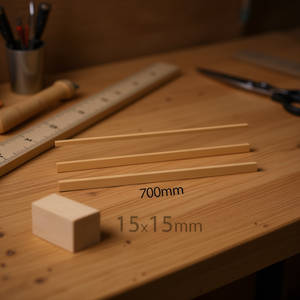 Listello di legno ILAN 700mm 15x15mm per artigianato e progetti fai da te - Product Image 3