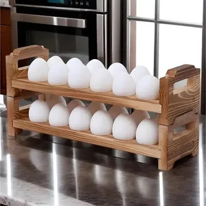 Wooden <b>Egg</b> Holder with Three Slots for White <b>Eggs</b> <b>Eco</b>-Friendly Kitchen Tool Dishwasher & Freezer Safe Manual Use - Product Image 1