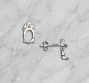 Direct Fabricant Supports de boucles d'oreilles clous cabochon en Argent 925, à dos papillon, à sertir, paire vierge, vente en gros, avec accent CZ - Product Image 1