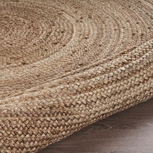 Tapis rond en jute, couleur unie, tissage plat moderne, antidérapant, à poils courts, style scandinave, tapis de salle à manger - Product Image 6