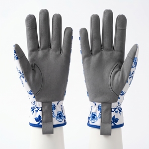 Gants de jardinage bleus à motifs floraux, légers, résistants aux coupures, longueur poignet, en coton/polyester/spandex, écologiques, respirants, compatibles écran tactile - Product Image 2