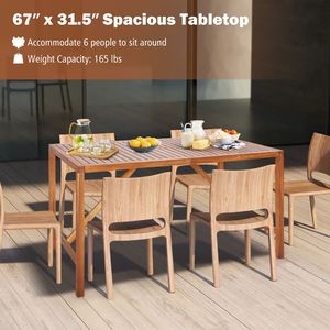Tavolo da Pranzo Moderno da Esterno con Struttura in Alluminio e Legno di Acacia con Foro per Ombrellone - Product Image 6