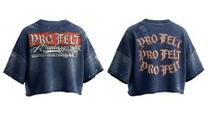 Camiseta Corta Personalizada con Efecto Desgastado, Unisex, Oversize, Manga Corta, Estilo Punk, Streetwear, Casual, Moda de Verano, 100% Algodón - Product Image 2