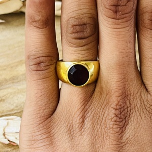 Fashionable Latest Garnet Brass <b>Ring</b> 18k Gold Plated Vintage Chunky <b>Ring</b> Wholesale <b>Ring</b> For Women Solitaire <b>Statement</b> <b>Ring</b> - Product Image 4