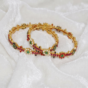 Natural Multi Gemstone Gold Plated Bohemian Style 925 Sterling Silver Bangle <b>Bracelet</b> Designer Jewelry for Anniversary Gift - Product Image 5