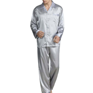 Ensemble de vêtements de nuit en soie pour jeunes hommes, pyjama à manches longues, couleur unie, vêtements de nuit de luxe, ensemble de vêtements de maison respirants pour hommes - Product Image 4