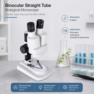 Microscopio Biológico Binocular |   Pantalla Digital LED de Tubo Recto de Metal |   Microscopio Científico Educativo para Estudiantes de Laboratorio - Product Image 5