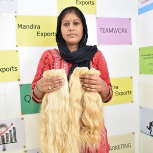 Raw sin procesar cutícula alineada Genius Weft Bundles Rubio Ondulado Máquina Doble Trama Onda Profunda Cabello Humano Vietnamita - Product Image 5