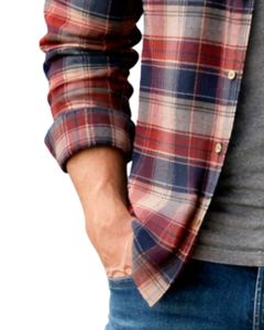 Customized <b>Red</b> Navy Blue Plaid Casual Shirt For Men Slim Fit Long Sleeve Button Down Cotton Stylish Premium Quality Fashion Wear - Product Image 2