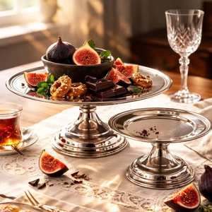 Soporte de metal decorativo de estilo vintage para pastel de cumpleaños, presentación de postres con elegante base de pedestal. - Product Image 3