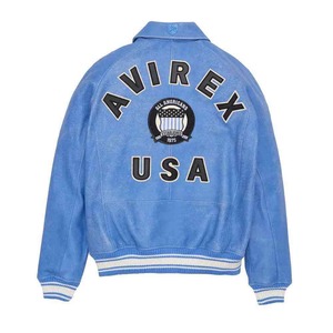 Avirex <b>Men's</b> Leather Bomber <b>Jacket</b> Embroidered Patchwork Custom Leather Bomber <b>Jacket</b> Streetwear Style Vintage Leather <b>Jacket</b> - Product Image 2