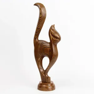 Figurine de chat en bois, décoration moderne, sculpture minimaliste, accent artistique pour la maison, pour les étagères et les tables du salon, contemporaine - Product Image 4